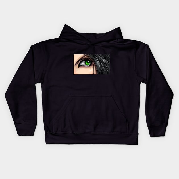 Green Eyes Kids Hoodie by alien3287